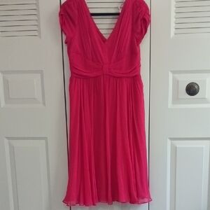 Suzi Chin for Maggy Boutique Vibrant Pink Midi Dress Coral Color